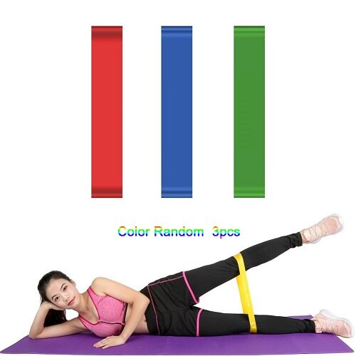 Modstandsbånd elastiske bånd til fitness loop yoga pilates hjemme gym træningsudstyr træningstræning træk elastik op: 3 stk tilfældig farve