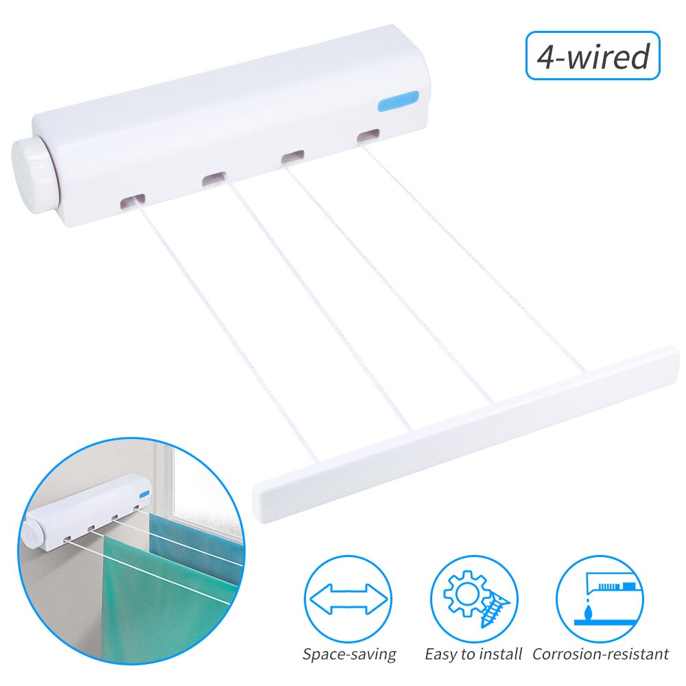 Automatic Wall Hanger Retractable Indoor Clothes Hanger Magic Drying Rack Towel Rack Clothesline Clothes Dryer Clothes Line Rope: 4 wired