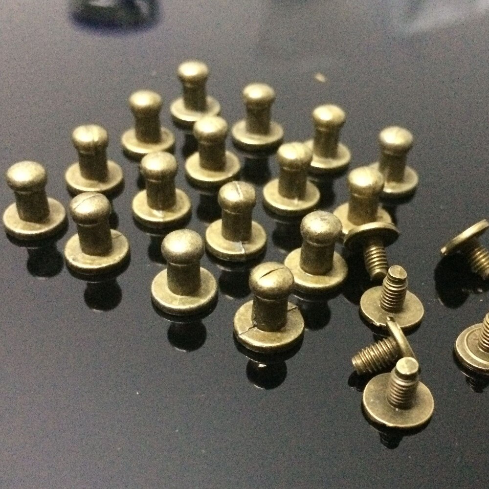 100Pcs 8X5X8MM Bronze Round Bottom Screw Spikes Metal Studs Rivets Screwback Spots Cone Leather Craft Spikes Fit DIY Making