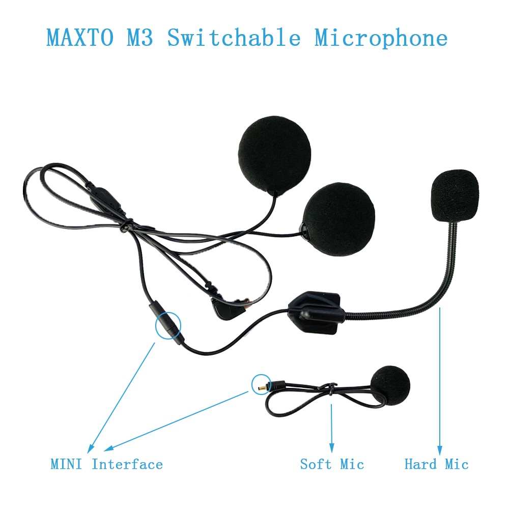 2 In 1 Soft & Hard Microfoon Headset Set Verbeterde Schakelbare Microfoon Voor Maxto M3 Motorhelm Intercom