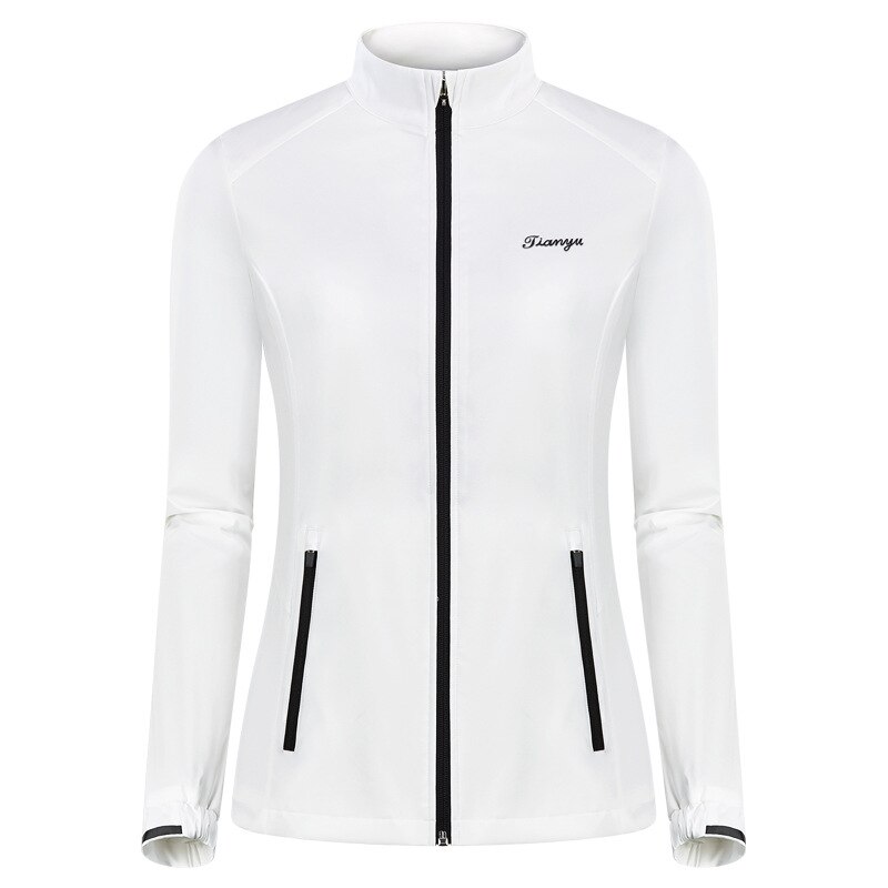 Ttygj damskie golf odzież sportowa kobiety wodoodporna kurtka golfowa wypoczynek wiatroszczelne płaszcze zdatność damskie cała na zamek odzież sportowa: biały / S