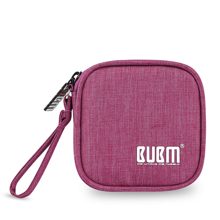 Bubm Oortelefoon Draagtas Houder Opbergtas Usb Gadget Organizer Hoofdtelefoon Mini Pouch Voor Oordopjes, Airpods, Kabel, usb Drive: Square Rose red