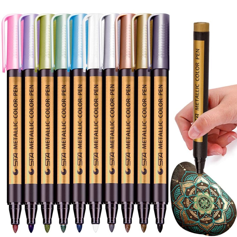 10/20 Kleuren Metallic Verf Markers Voor Tekening Viltstiften Gekleurde Permanente Marker Art Stone Graffiti Witte Pen Art levert