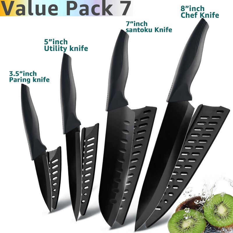 Küche Messer 3,5 5 7 8 zoll 1-6 einstellen Koch Edelstahl Nicht Stock Klinge X50CrMov15 Brot Schneidemaschine Dienstprogramm Santoku Messer: Wert Pack 7