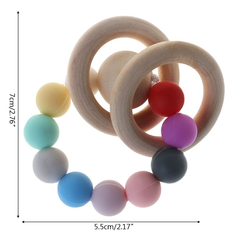 Bpa Gratis Baby Bijtring Siliconen Kralen Bijtring Pasgeboren Kinderziektes Speelgoed Armband Pijnbestrijding Hout Ringen Kauwen Bijtring Baby Benodigdheden