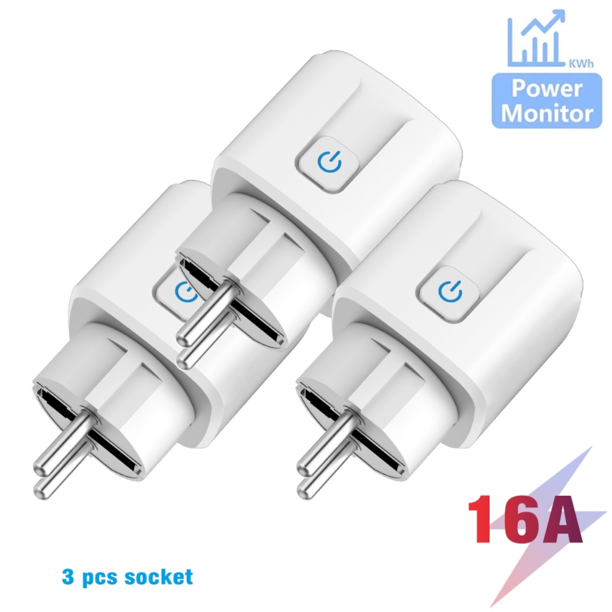Der TASMOTA-WLAN-Stecker funktioniert mit der Stromverbrauchsüberwachung 16 A von Angelegenheit Heimat Assistent: Blau