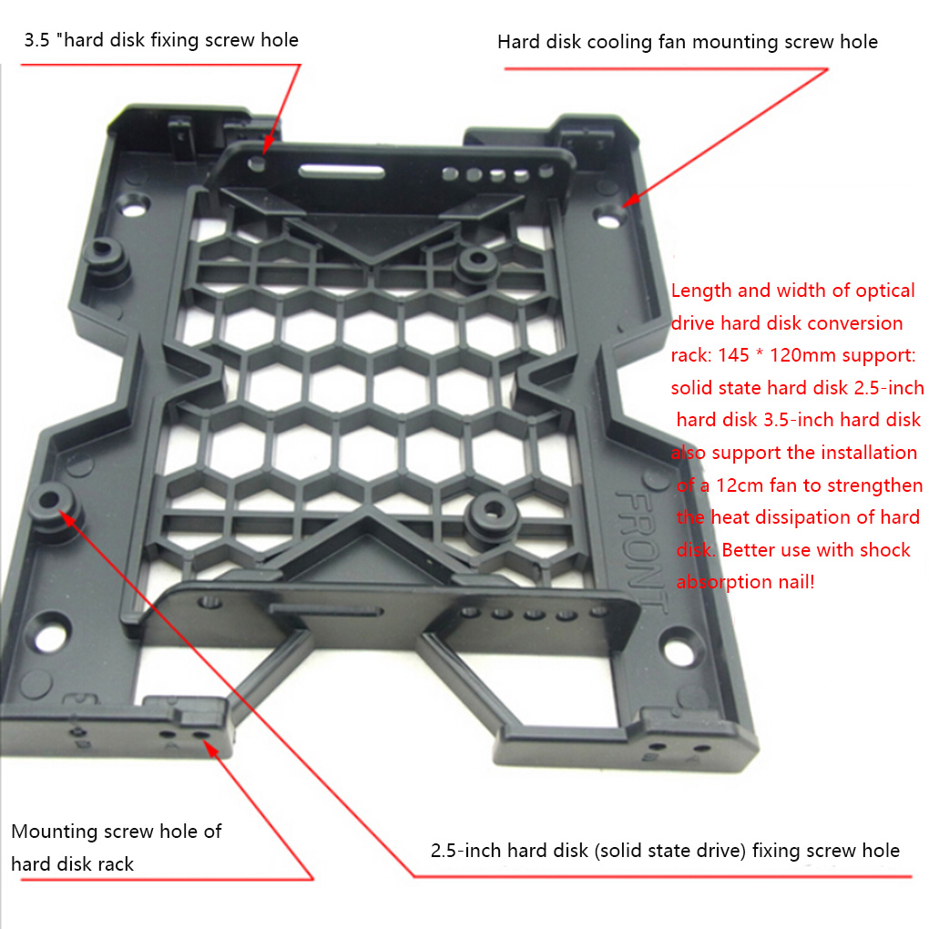 5.25 Optical Drive Position to 3.5 inch 2.5 inch SSD Adapter Bracket Dock Hard Drive Holder PC Enclosure