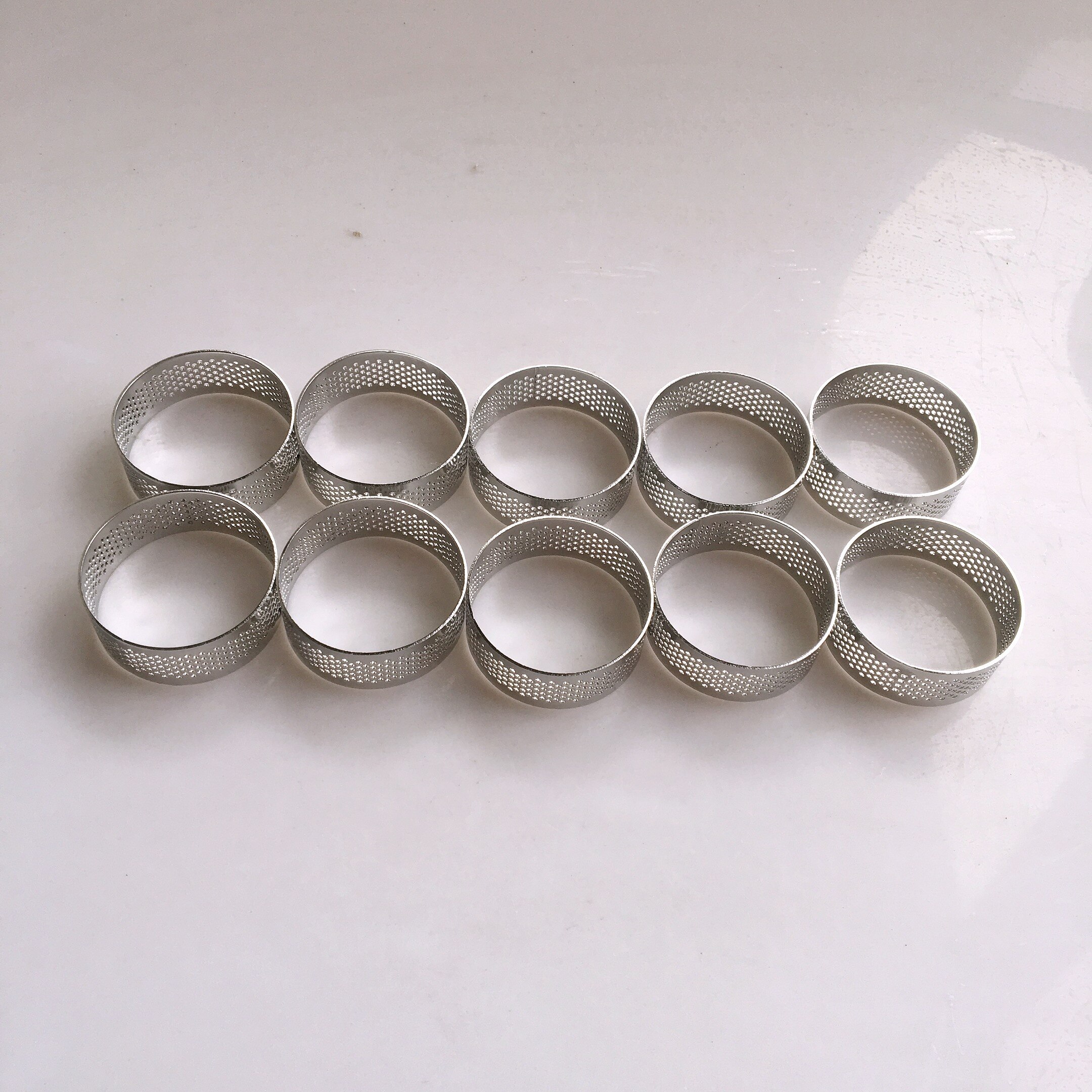 10 stk / parti 5cm 6cm 7cm 8cm 9cm 10cm 11cm 12cm runde rustfri perforeret tærte ring citron tærte ring