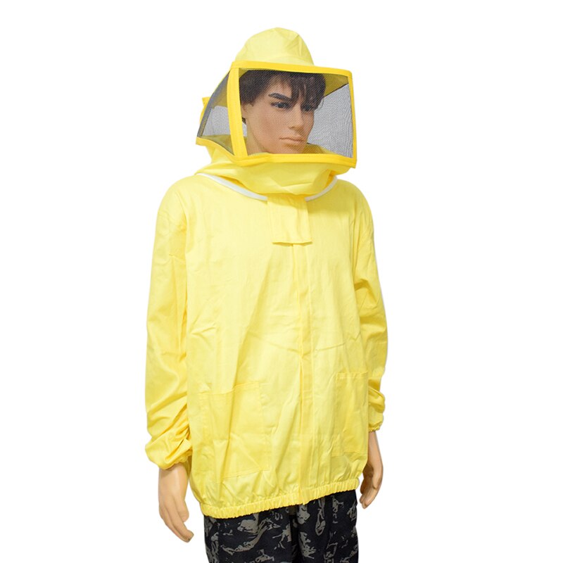 100% Cotton Beekeeping Jacket With Fencing Veil Yellow Beekeeper Protective Gear