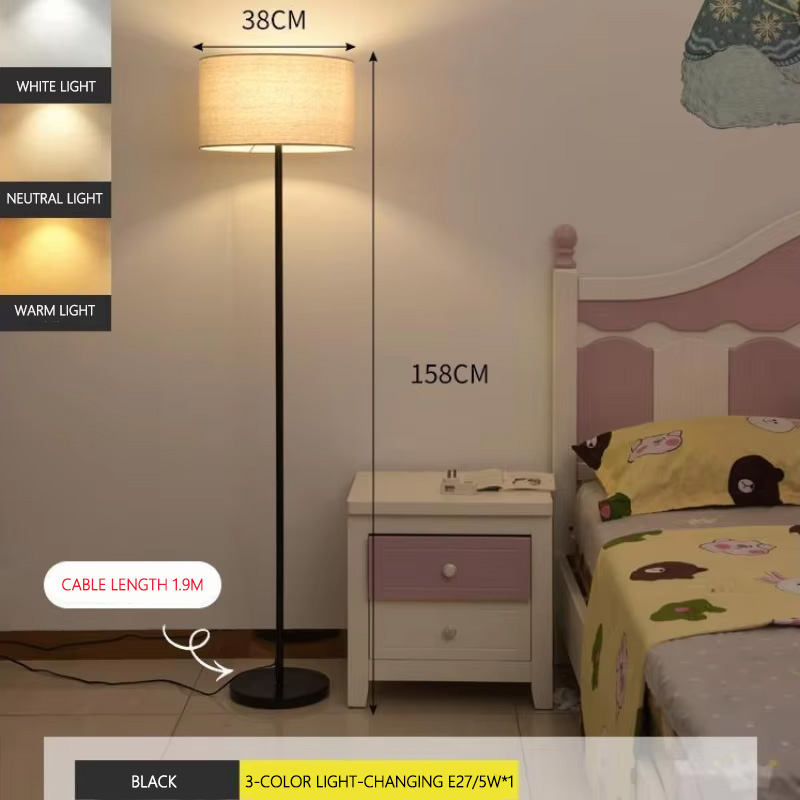 Nordic Minimalistische Vloerlamp Luxe Hotel Woonkamer Slaapkamer Staande Lichte Sfeer Studie Nachtkastje Vloerlampen: Black