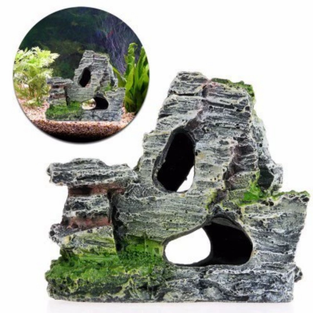 Acuario para pecera, cubo Artificial con agujero, adornos de resina, accesorios de paisajismo para pecera, decoración de acuario, Backgr: Naranja / negro