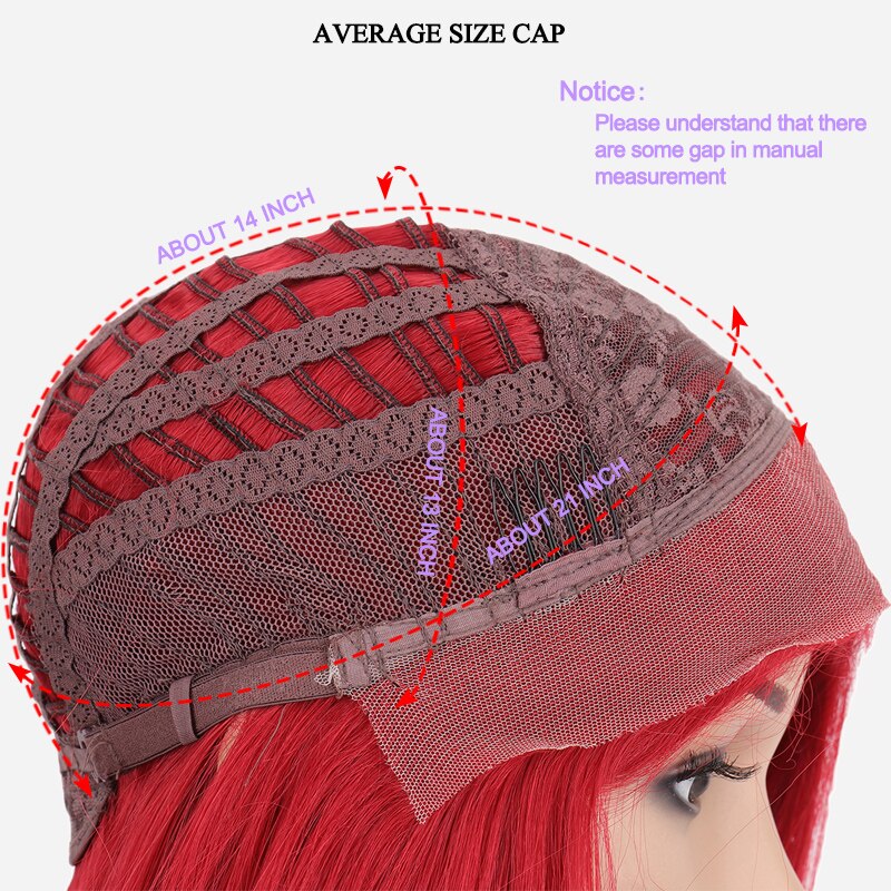 DIANQI 24"long straight synthetic lace front wig heat resistant fiber natural red color daily wearing wigs