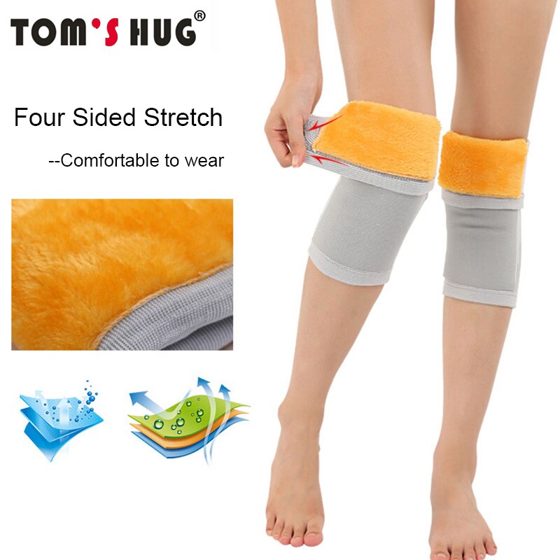Rodillera de terciopelo dorado con soporte para la rodilla de Tom's Hug, 1 Uds. Plus, rodillera cálida de terciopelo, rodillera elástica para gimnasio, rodillera deportiva