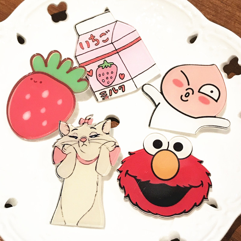 1Set Voedsel Serie Acryl Broches Cookie Sushi Mike Icoon Badges Ijs Pins Voor Kids Party Decoratie Op bag Kleding: NICKEL