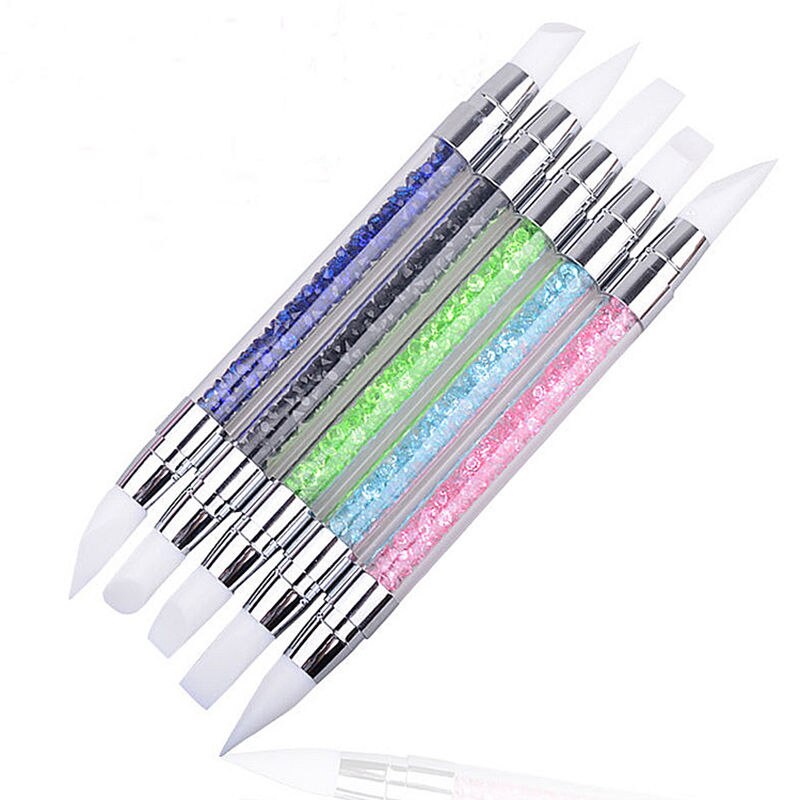 Diamantbroderi dobbelthoved spids borepen prik male spids pen nail art rhinestone picker voks blyant krystal håndtag værktøj