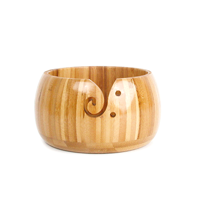 Handmade Natural Wooden Wool Yarn Storage Bowl Crochet Knitting Needle Storage Holder Knitting Accessories Home Organizer: A