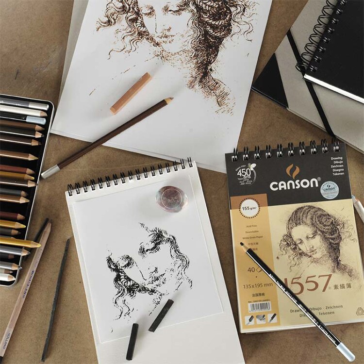 Canson 1557 skitse tegneblok malepapir bog 16k 8k håndmalet graffiti bullet journal 40 ark 180g