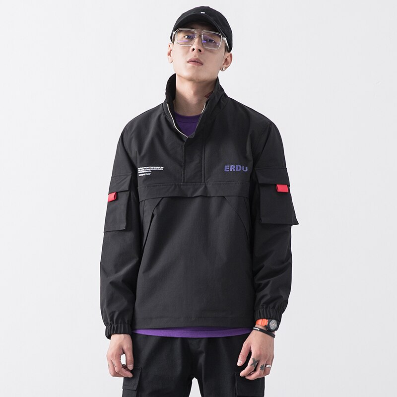 Herre anorak jakker mænd hip-hop outwear efterår windbreaker patchwork afslappet streetwear mandlig udendørs overfrakke top 4xl