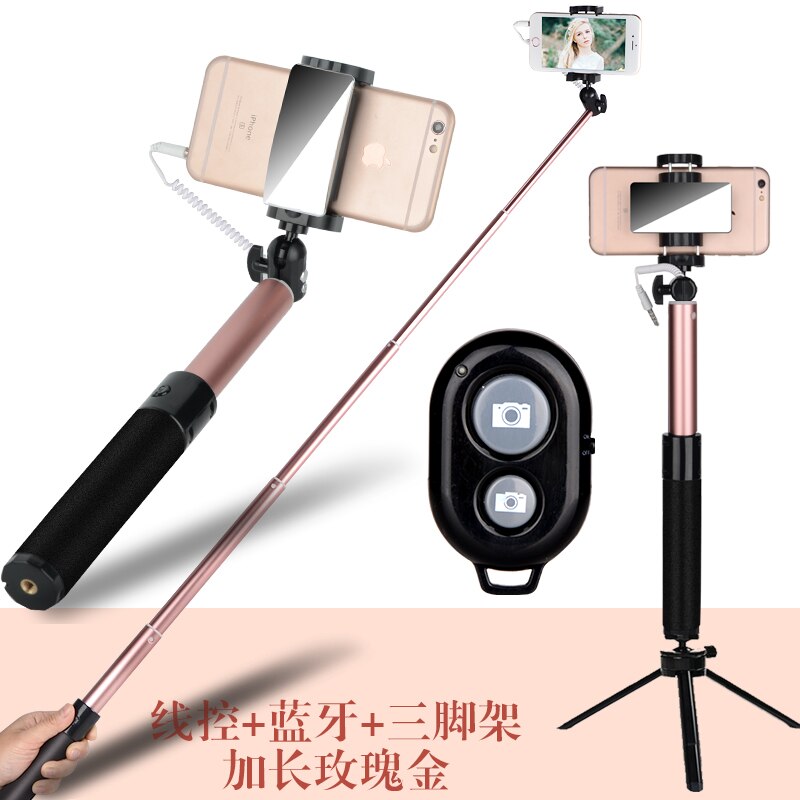 Aluminium flexibel selfie stickar foto tar trådlös bluetooth fjärrlucka för android mobiltelefon smart telefon för i-telefon: Guld 2