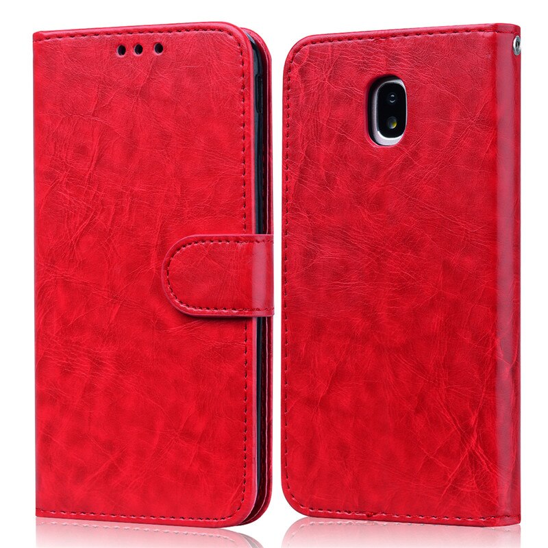 Case For Samsung Galaxy J3 Wallet PU Leather Phone Case For Samsung J3 J330F J330 SM-J330F Case Flip Silicone Cover: Red