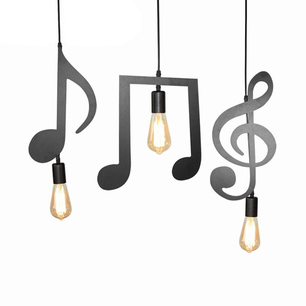 Nordic Wrought Iron Musical Notes Chandelier Modern Bedroom Living Room Decoration Small Chandelier