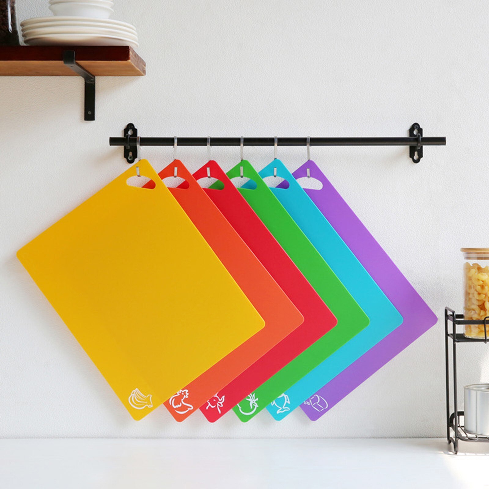 Lot De 5 Planches à Découper Colorées – 29x19 Cm, Antidérapantes | Pour Viande, Légumes, Pain, Lavable Lave-vaisselle