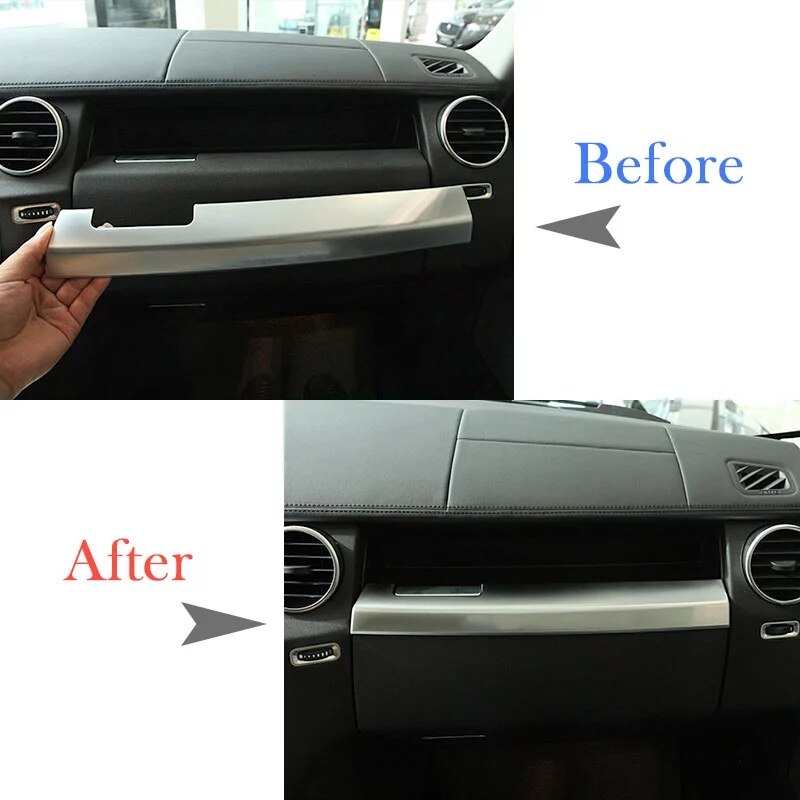 Black and Silver ABS Chrome Interior Glove Box Moldings Cover Trim For Land Rover Discovery 4 LR4 Car Accessories