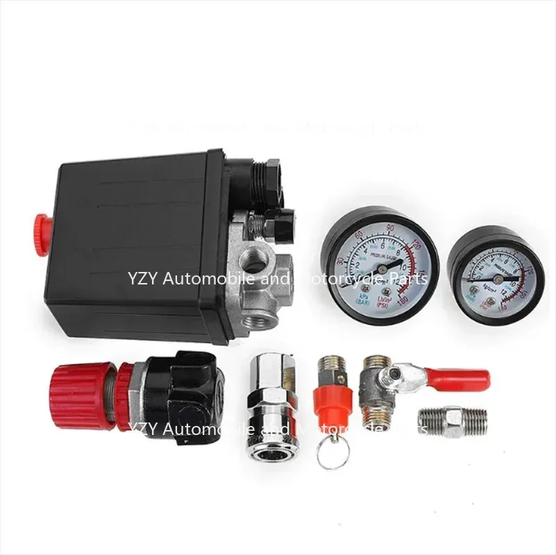 Small Air Compressor Pressure Switch Control Valve Regulator With Gauges Fittings Pneumatic Accessories Quick Response 240V