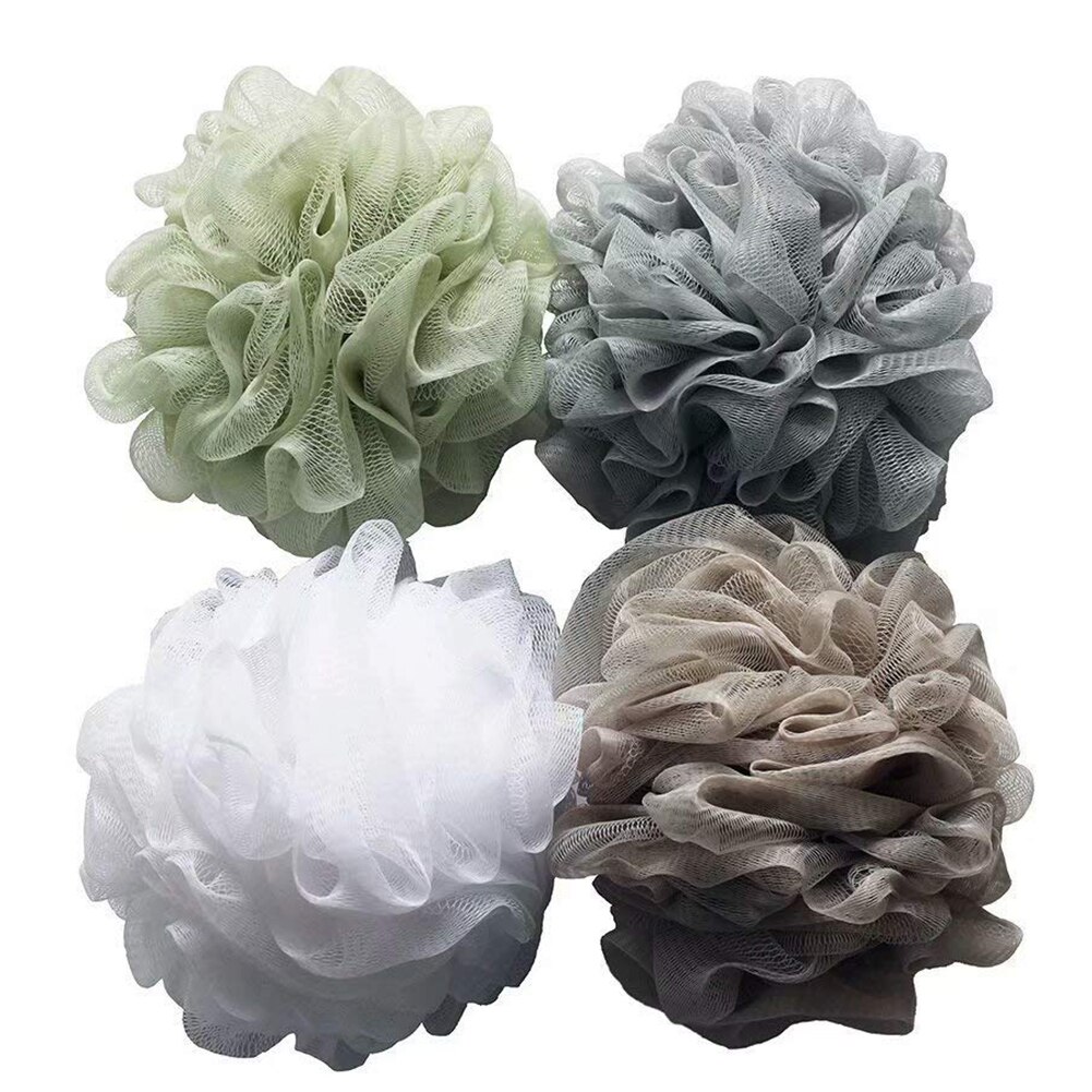 4 stk myk elastisk hengende dusjkule netting badeblomst håndkle boble kroppsvask skrubb puff svamp mesh nett kroppsrengjøringsverktøy