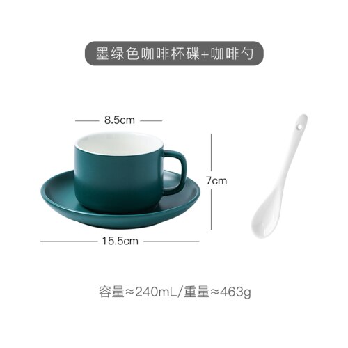 Taza de café Rosa mate, juego de copas lindas y platillos de cerámica, taza de té de porcelana, tazas simples Retro de agua, Fincan nórdico, AC50BD: Style1