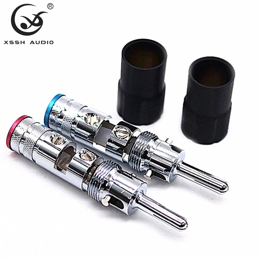 8 stücke YIVO Hallo-Ende Gold Rhodium Überzogene Audio- Video Lautsprecher Jack Kupfer 8mm selbst-Verriegelung Männlichen connecter Banane Stecker