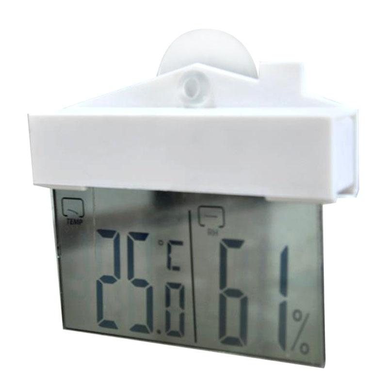 Digital Window Thermometer Hydrometer Indoor Outdoor Weather Station Suction Thermometer Home Decoration