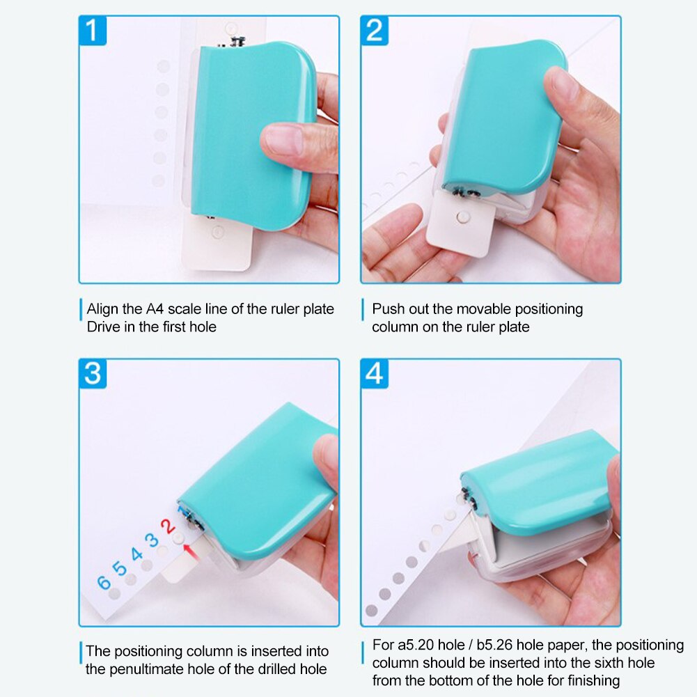 Paper Puncher Metal Notebook School 5 Sheet Capacity 6 Hole DIY Handheld For A4 A5 B5 Portable Home Office Planner Scrapbook