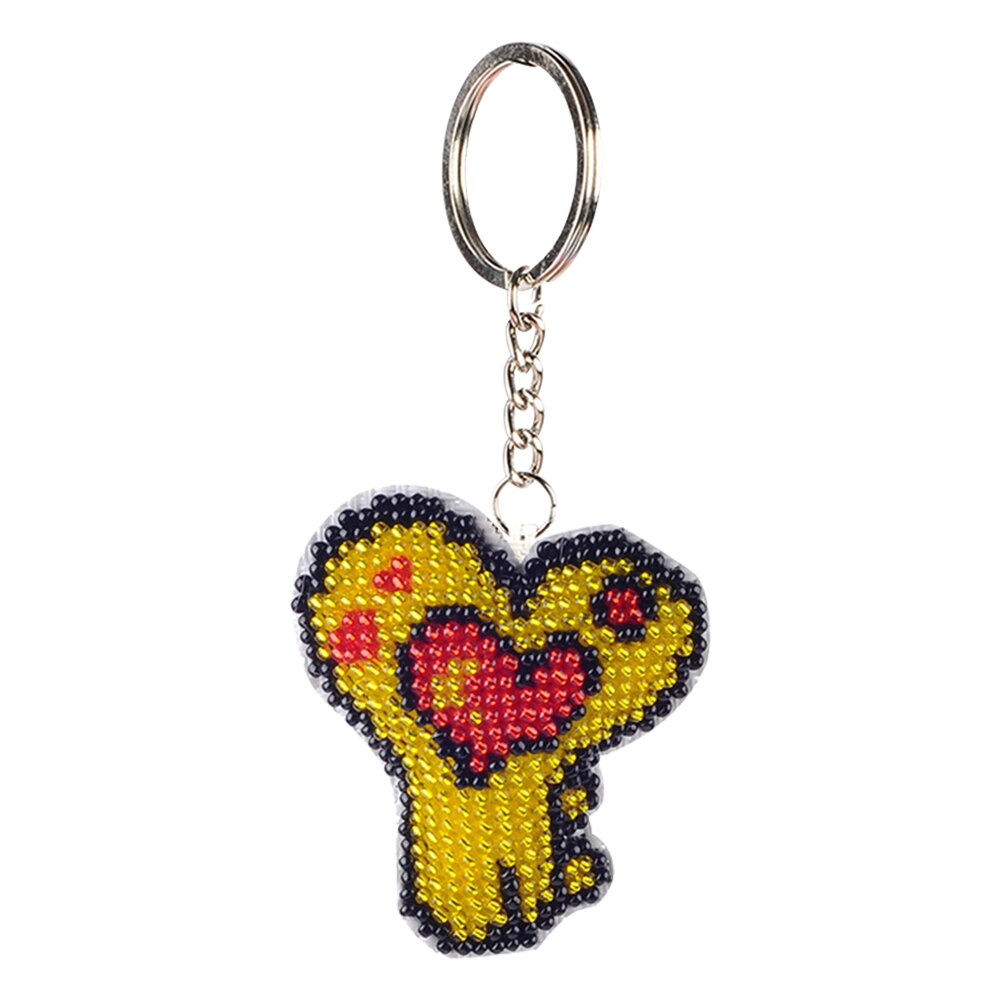 Stemplet diy perle korssting nøglering kit håndarbejde fuld beaded håndlavet broderet håndværk til rygsæk vedhæng: 03