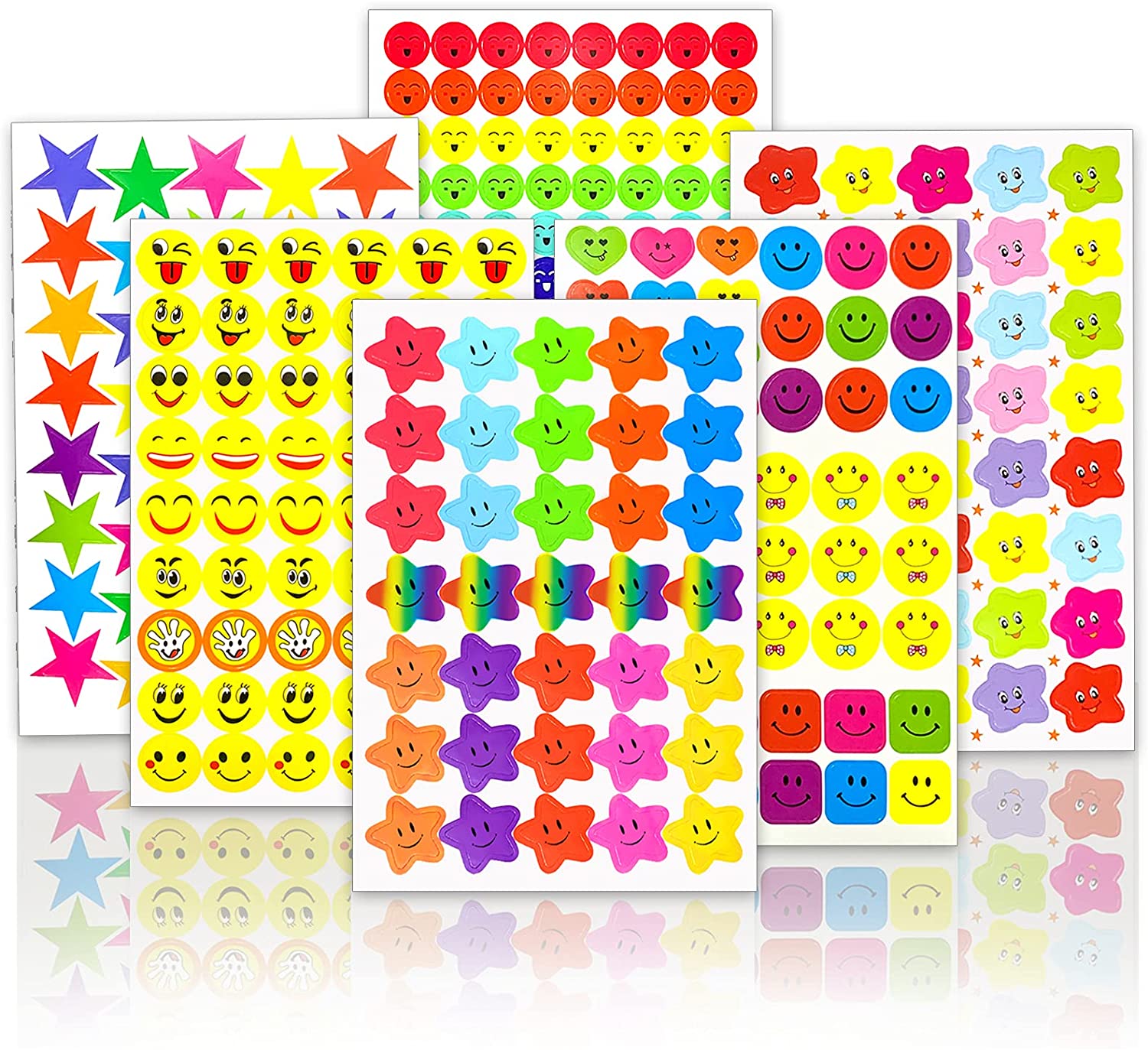 10-blad lachend gezicht stickers schattig notebook laptop portret stickers glimlach ster brief beloning sticker klassiek speelgoed voor kinderen cadeau