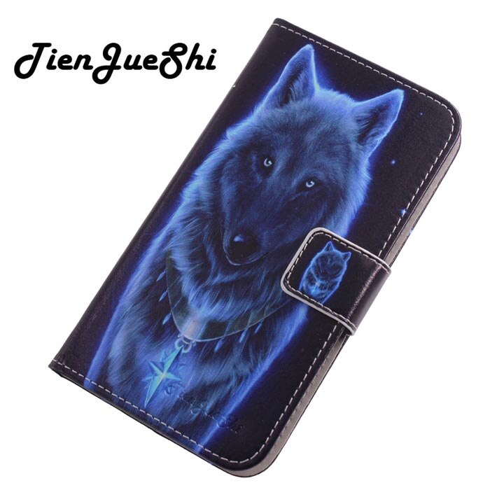 TienJueShi-Funda de cuero con tapa de protección para adolescentes, estilo Patter, DUODUOGO J6 Plus, monedero: Wolf