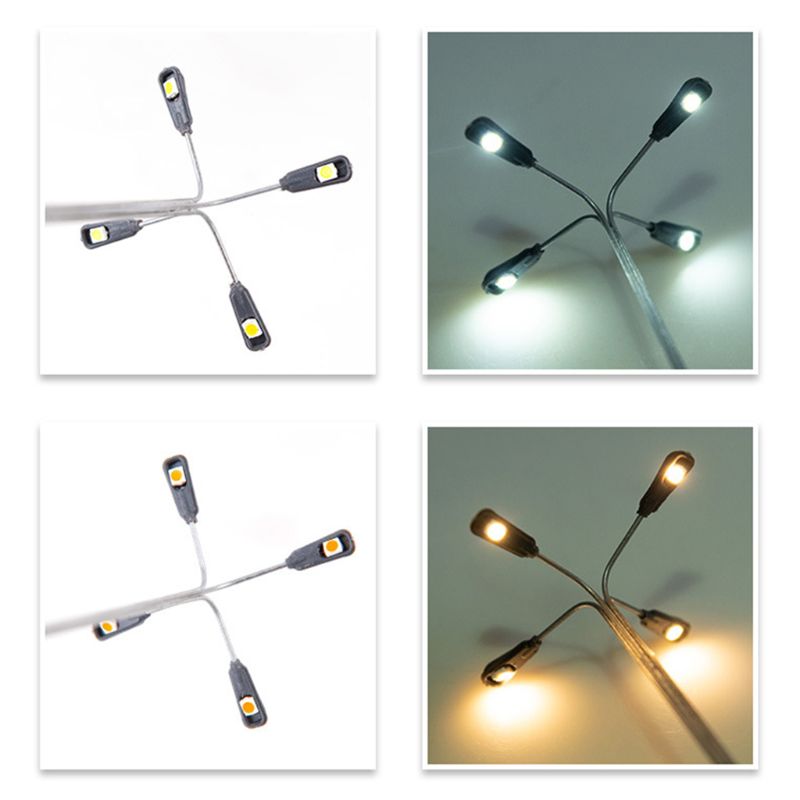1:87/1:100 skala Modell 4 LED Leucht Straße Lampe Laternenpfahl Landschaft Licht DIY Zug Modell Dekoration Sand Tisch Modell