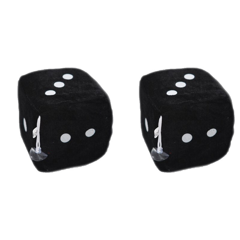 Dados colgantes de felpa para coche, dados de terciopelo, modelo de decoración, espejos retrovisores, accesorios de estilo para Interior, 2 piezas: 6x6cm Black