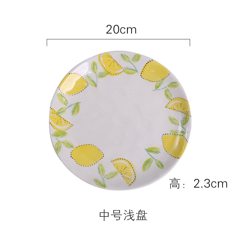 Citron glasur farve tallerken keramisk service rundt fad japansk husholdning rund rektangulær morgenmad kage frugt salat pasta: Rød