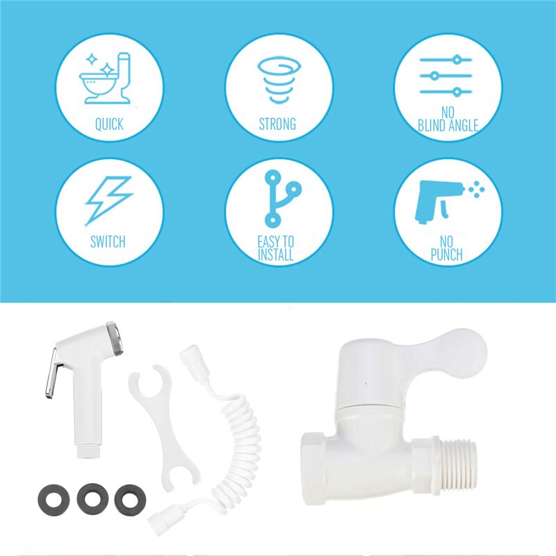 Portable ABS Plastic Fart Handheld Toilet Flusher Pressurized Bidet Sprayer Nozzle Shower Head Seat Bathroom Kit