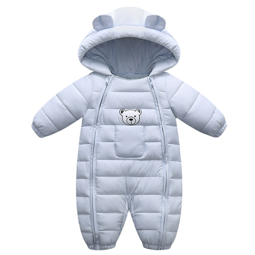 Bobora-ropa de una pieza para bebé, peleles con capucha de invierno, de algodón grueso cálido traje, mono, traje de nieve, ropa para niño: L / 12 meses