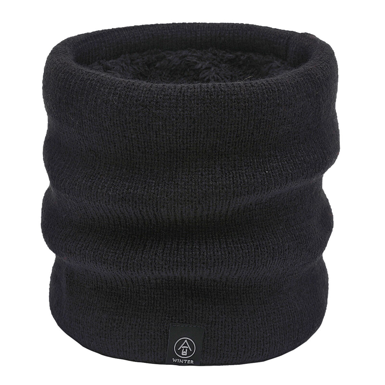 Winter effen ringen sjaals dikke warme nek sjaal kraag snood sjaal ski klimmen winter breien kraag sjaal voor vrouwen man: Zwart