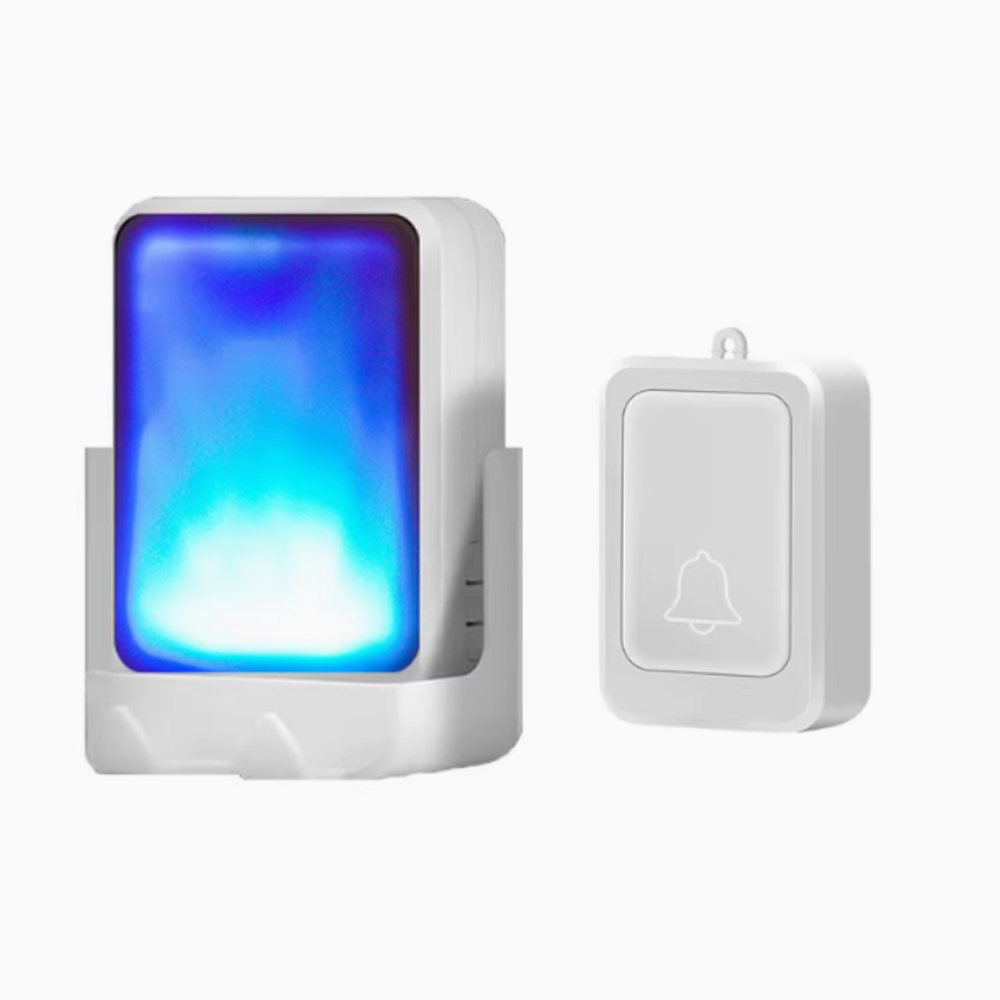 7-Farben-Lichtblitz, Musik-Türklingel, kabellose Türklingel, geeignet für Gehörlose/Schwerhörige, M usic, kann geändert werden: Weiß