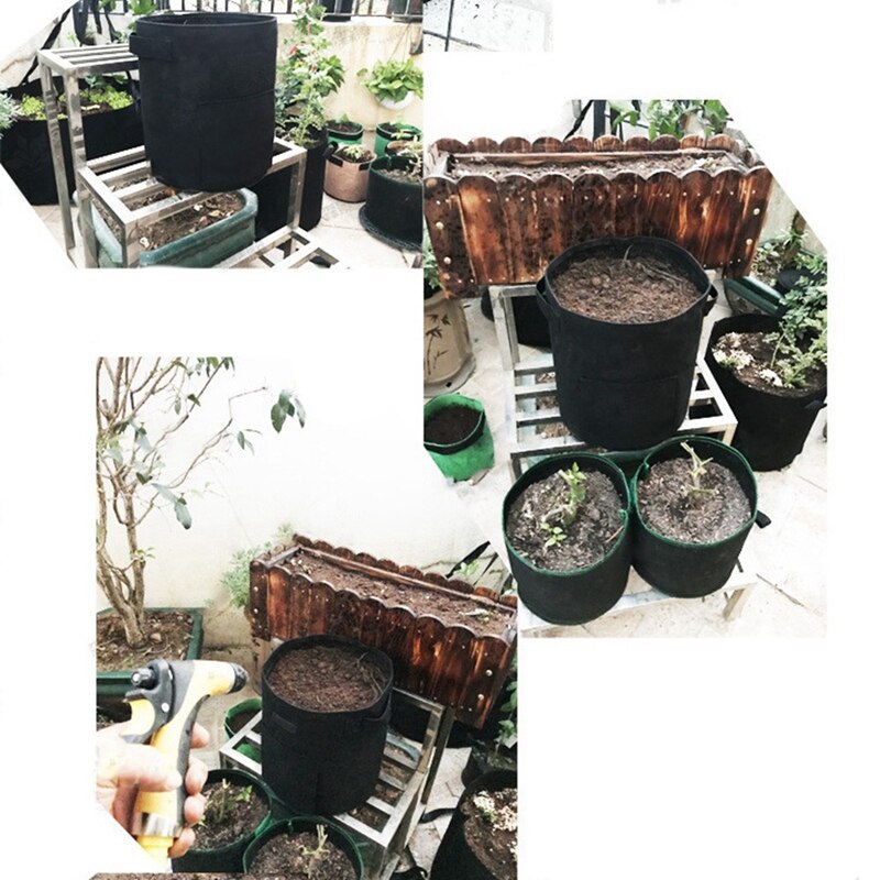 2 Pcs Vilt Plant Groeien Zakken 7 Gallon Geweven Stof Tuin Aardappel Pot Greenhouse Groenteteelt Tassen