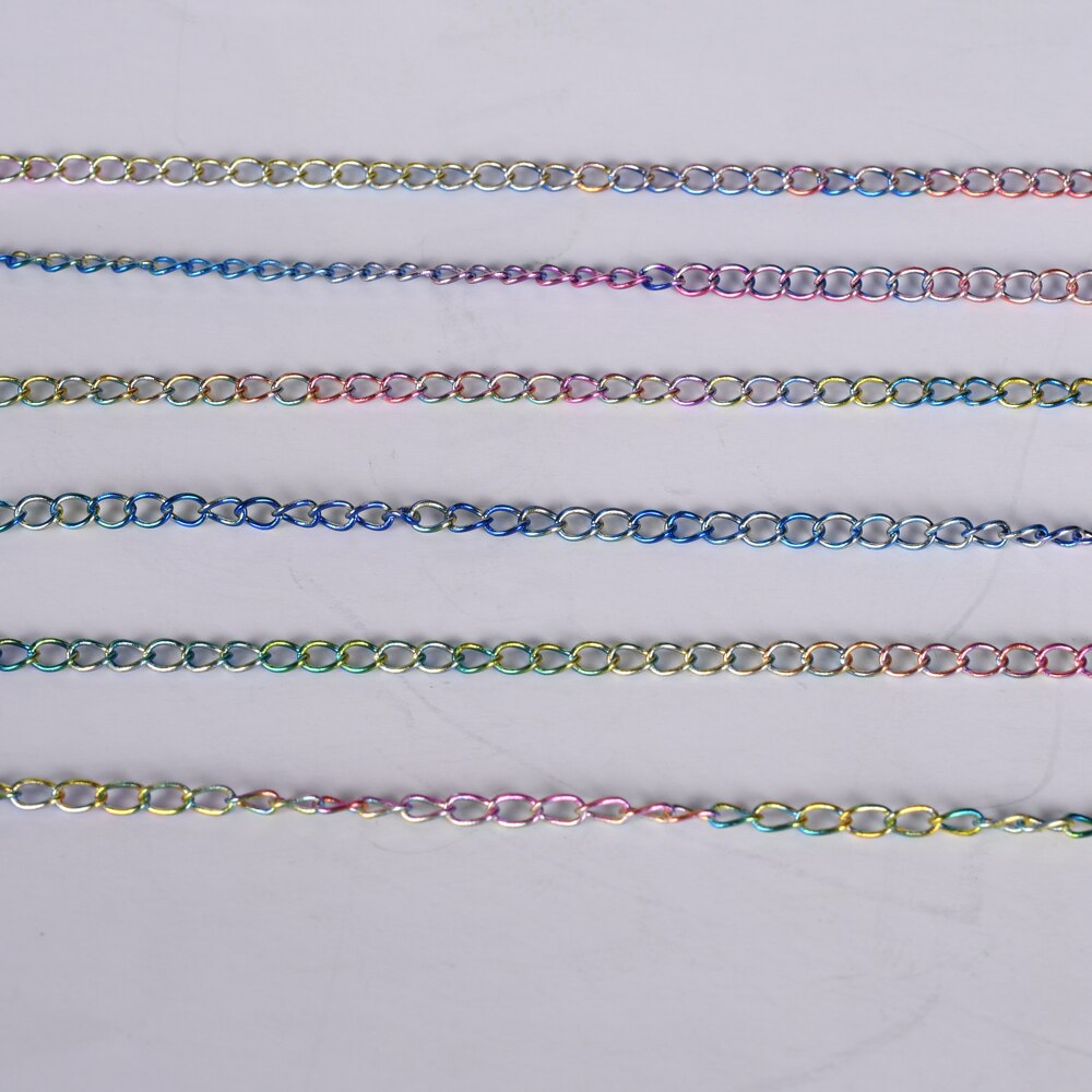 2 Meter 2.5mm Rainbow Necklace Bracelet Diy Extended Extension Chain Multicolor Extender Tail Chains For Jewelry Making Supplies