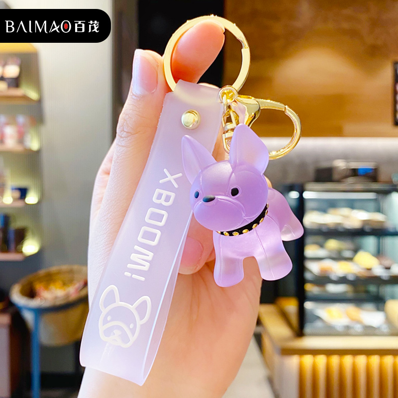 Fadou-Llavero de coche con forma de cachorro, exquisito colgante de bulldog de celebridad de Internet para mujer, colgante de mochila escolar para niños, llavero para amantes: Amarillo oscuro