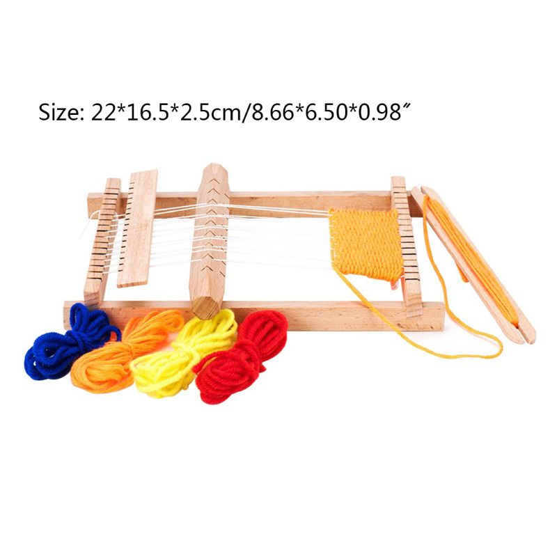 Trä barn diy vävstol hand sy stickning maskin pedagogiska leksaker för barn