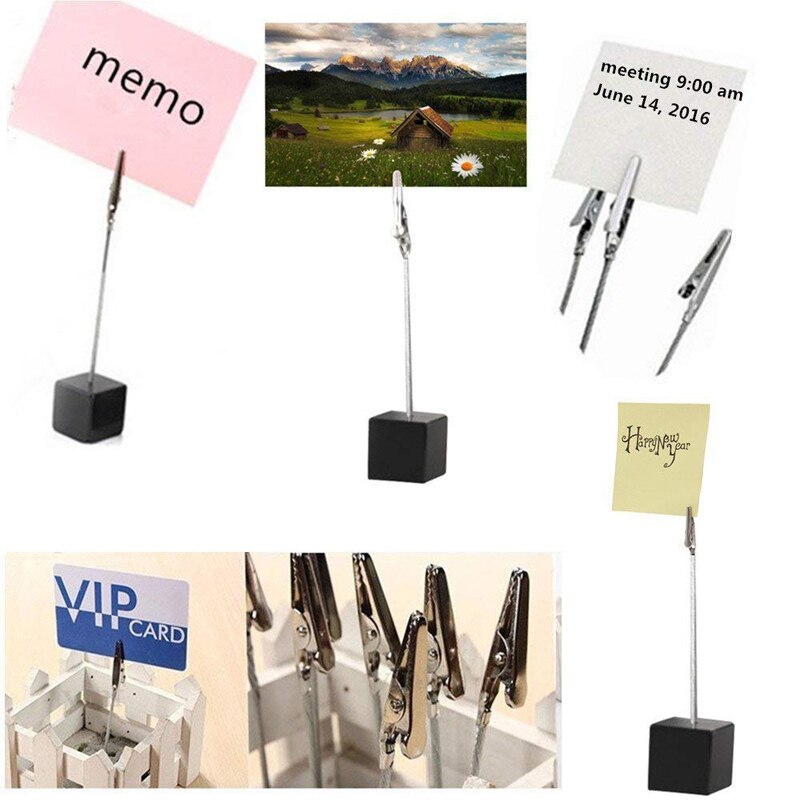 Alligator memo klip holder stativ foto display klip med lås til billeder kort papir note klip - shop display prisskilt sort