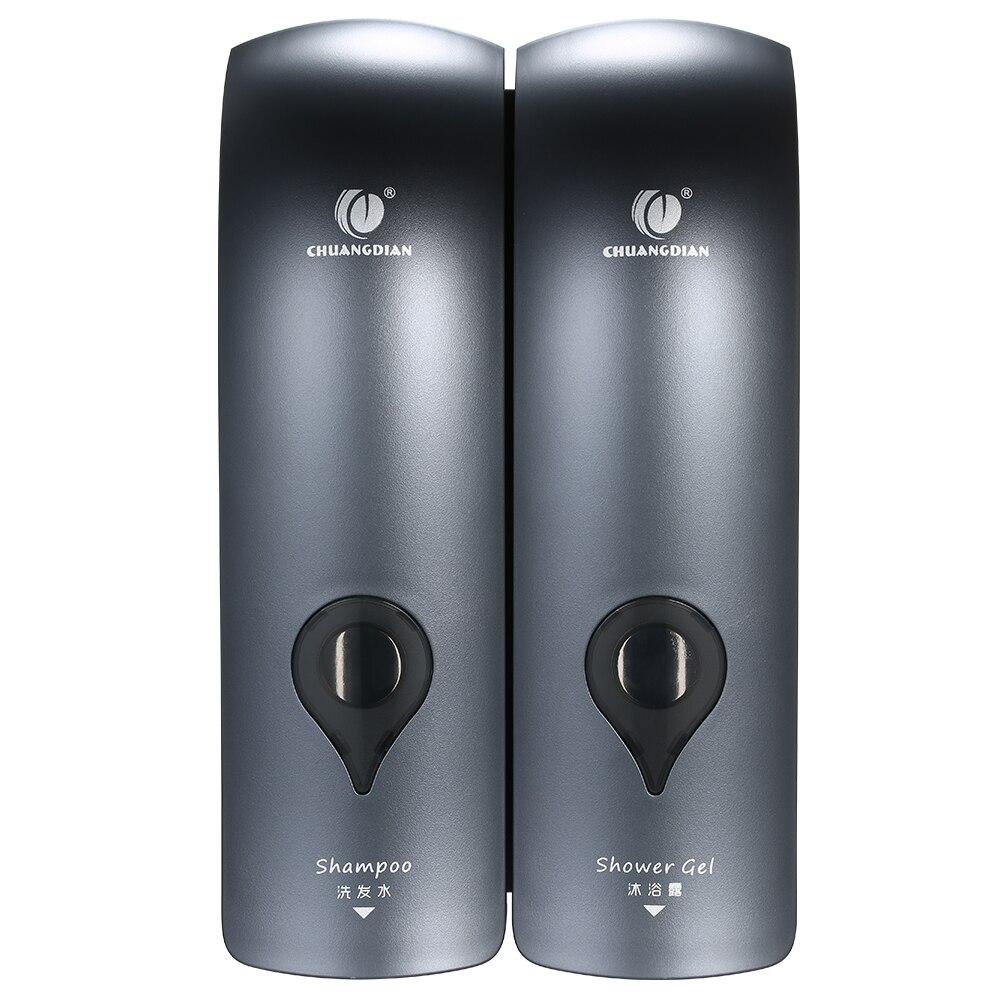 300ml * 2 Zauberstab Montiert Doppel-Kopf Manuelle Seife Spender Dusche Gel Flüssigkeit Shampoo Spender Halfter für Hotel Heimat Schlecht: 2Stck  grau