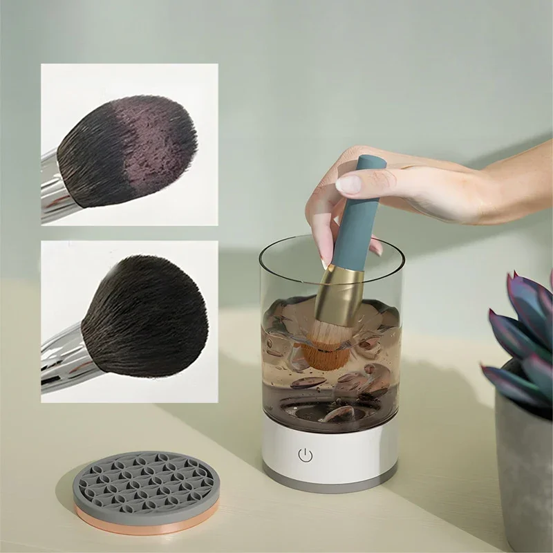 Electric Makeup Brush Cleaner Machine 3-in-1: USB Charging, Automatic Cosmetic Brush Quick Dry Cleaning Tool